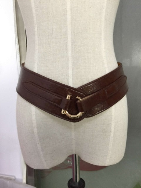 Vintage 90s Waist Cincher Leather Belt With 3 Buckles