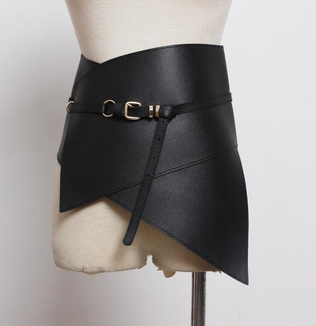 Women's Wide Cummerbund Faux Leather Dress Belt