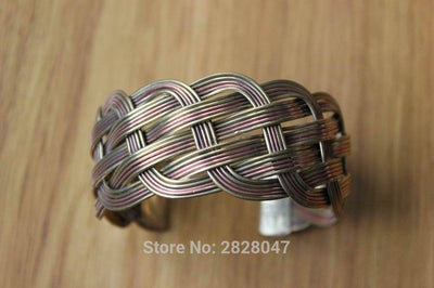 Viking/Norse Hand Crafted 3 Color Braided Copper Cuff Bangle Adjustable Unisex