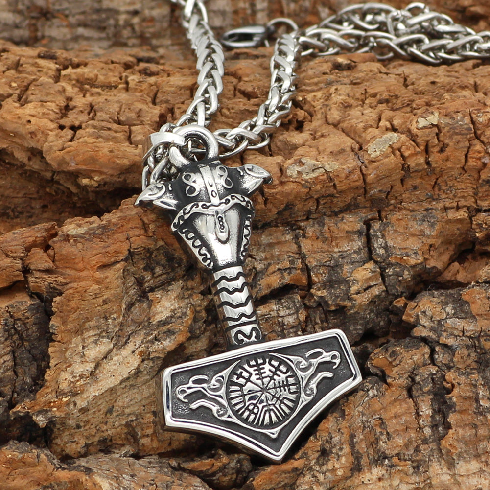 FaithHeart Thor's Hammer Necklace Odin Raven Men Norse Viking Amulet Nordic Mjolnir  Pendant Black - Walmart.com