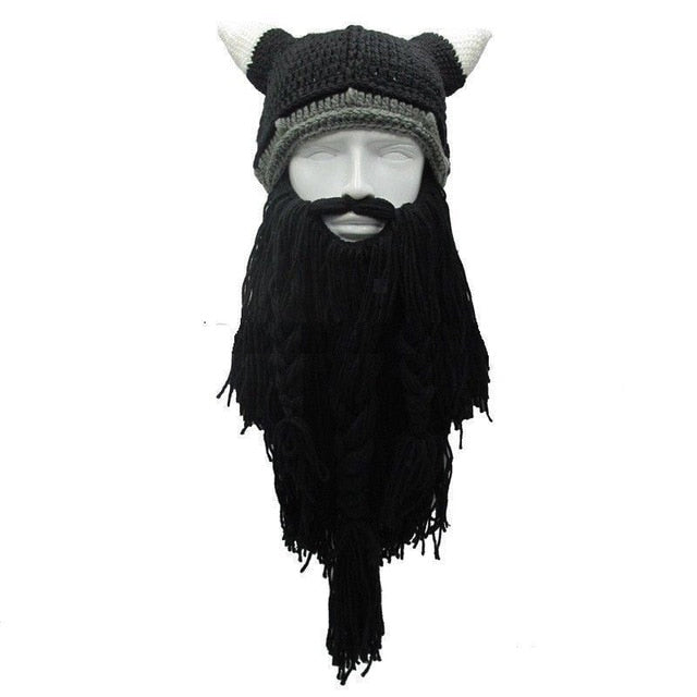 Viking Horned Beanie with Yarn Beard - vikingshields