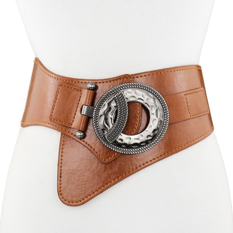 Vintage Comfort Adjusts Belt 27”-32” Red & Black Brown, Leather Tan